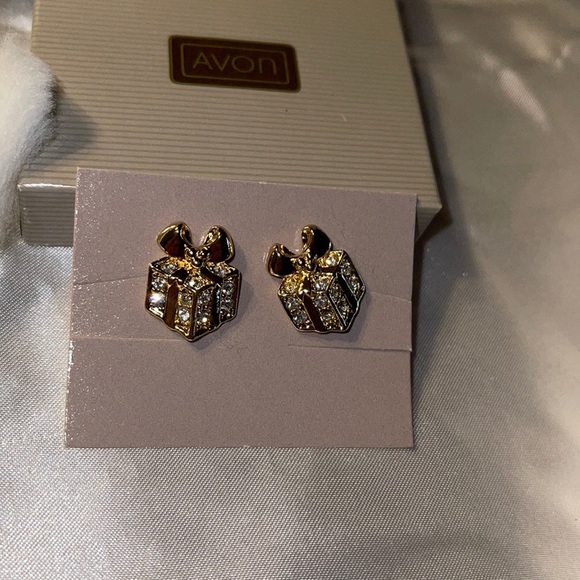 Avon (1990) Vintage Sparkling Package Earrings - Gold & Sparkle - Picture 1 of 5